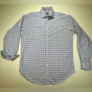 Neiman Marcus Purple Checkered Button Down Shirt